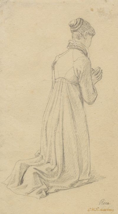 Estudio de una mujer arrodillada de Christoffer Wilhelm Eckersberg