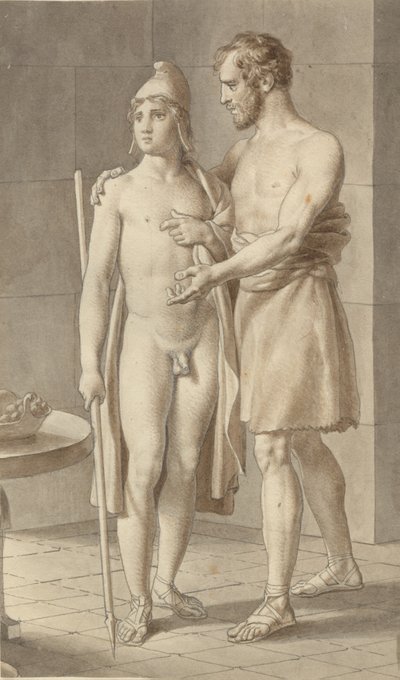 Telemaco encuentra a Ulises disfrazado de mendigo en la casa del pastor Eumeo (fragmento) de Christoffer Wilhelm Eckersberg