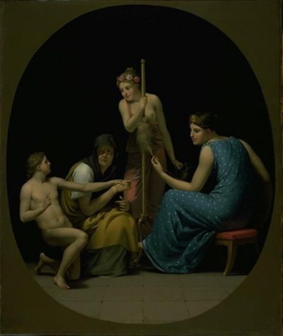 Las Parcas: Cloto, Láquesis y Átropos hilando el hilo de la vida de Christoffer Wilhelm Eckersberg