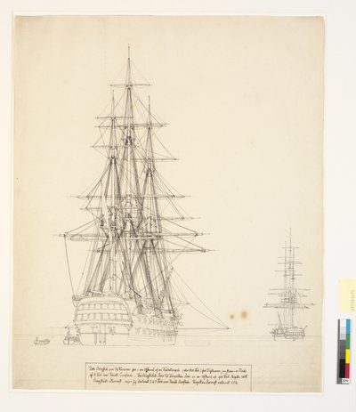 El barco de línea ruso "Asow" y una fragata anclada en las carreteras de Elsinore de Christoffer Wilhelm Eckersberg