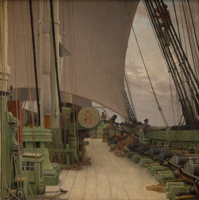 La batería de estribor y la cubierta de la corbeta "Najaden" de Christoffer Wilhelm Eckersberg