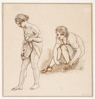 Dos estudios de una mujer medio desnuda de Christoffer Wilhelm Eckersberg