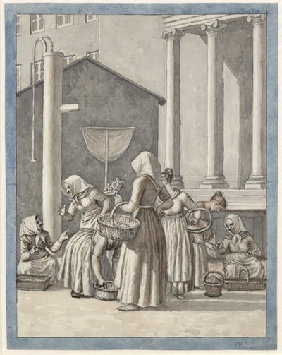 Vendedoras en el mercado en Copenhague de Christoffer Wilhelm Eckersberg