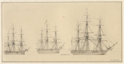 Tres barcos de línea rusos de Christoffer Wilhelm Eckersberg