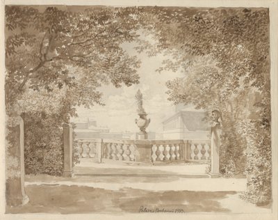 Vista desde el jardín del Palazzo Barberini hacia el palacio y el Quirinal, Roma de Christoffer Wilhelm Eckersberg