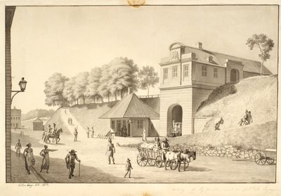 Vista a lo largo del muro hacia Nørreport, vista desde adentro de Christoffer Wilhelm Eckersberg