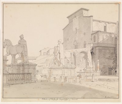 Vista del Campidoglio y Santa Maria in Aracoeli, Roma de Christoffer Wilhelm Eckersberg