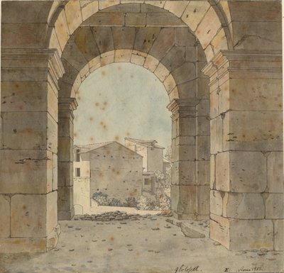 Vista hacia el norte a través de uno de los arcos del segundo piso del Coliseo en Roma de Christoffer Wilhelm Eckersberg