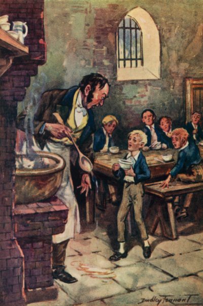 Ilustración para Oliver Twist de Charles Dickens (litografía en color) de C. Dudley (after) Tennant
