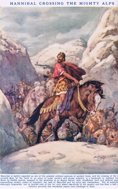 Hannibal Crossing the Mighty Alps, ilustración de "Newnes