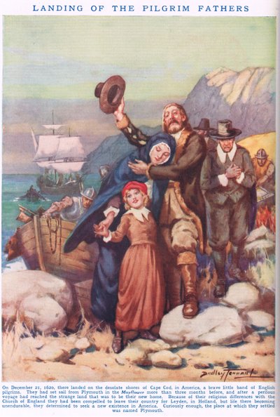 Desembarco de los Padres Peregrinos, ilustración de "Newnes