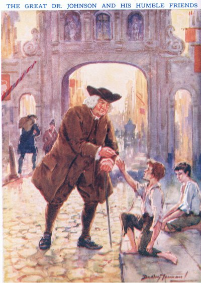 El gran Dr. Johnson y sus humildes amigos (litografía en color) de C. Dudley Tennant