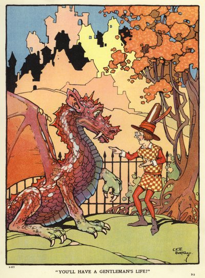 Hombre prediciendo el futuro de un dragón de C. E. B. Bernard