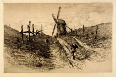 (Paisaje con molino de viento) de C. F. William Mielatz