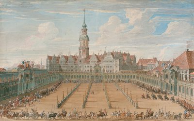 Desfile de las carreras de anillos de damas el 6 de junio de 1709 en Dresde, 1710 de C. H. Fritzsche