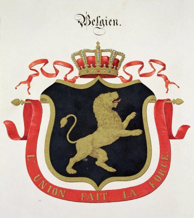 Armas de la Familia Real Belga, de una colección de acuarelas publicadas en Alemania, c.1830-33 de C. Hildebrandt