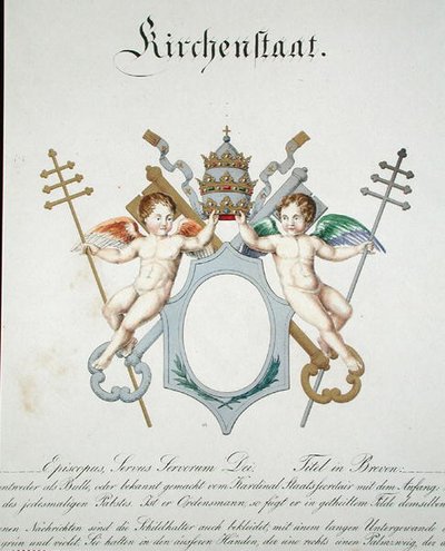 Escudo del Estado de la Iglesia del Vaticano, de una colección de acuarelas publicadas en Alemania, c.1830-33 de C. Hildebrandt