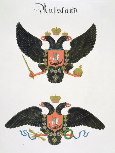 Armas del estado de la Rusia Imperial, de una colección de acuarelas publicadas en Alemania de C. Hildebrandt