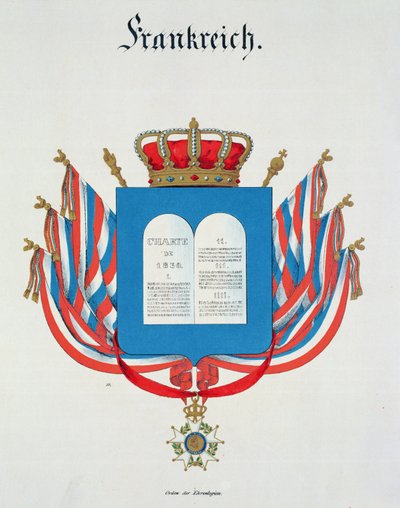 Carta y colgante de la Orden de la Legión de Honor Francesa, de una colección de acuarelas publicadas en Alemania, 1830-33 de C. Hildebrandt