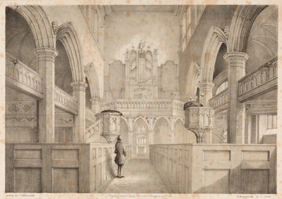 El interior de San Pedro, Wolverhampton, grabado por I. Shaw, 1848 de C. J. Greenwood