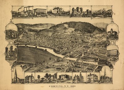 Corning, N.Y., 1882 - unión de la New York, Lake Erie, and Western y la Syracuse, Geneva  Corning R.R.