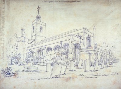 Iglesia All Hallows-by-the-Tower, Londres, 1803 de C John M Whichelo