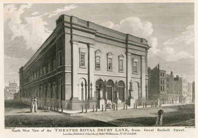 Vista oeste del Teatro Real, Drury Lane, Londres, desde Great Russell Street de C. John Mayle Whichelo