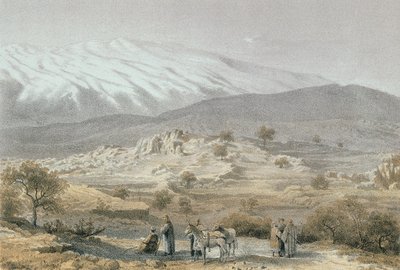 Monte Hermón. Grabado de Schacher - Steinkopk J.F. Editore de C. Schacher