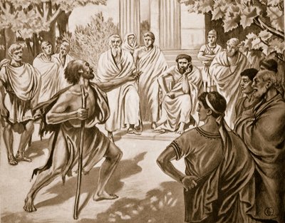 Diógenes y Platón, ilustración de la Historia de las Naciones de Hutchinson, 1915 de C. Titus