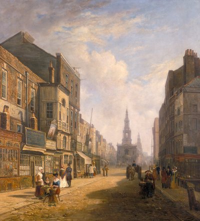 The Strand, mirando hacia el este desde Exeter Change, c. 1824 de Caleb Robert Stanley