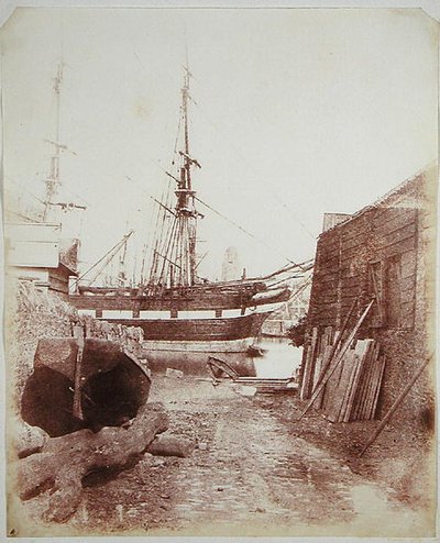 Escena de río y muelle c.1846 de Calvert Richard Jones