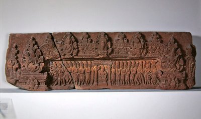 Dintel que representa el mito del origen del Linga y la coronación de un rey de Cambodian Cambodian