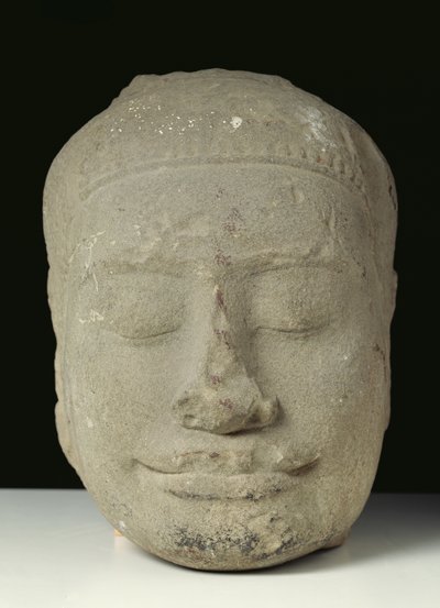 Cabeza de Buda con ojos cerrados, Angkor de Cambodian School