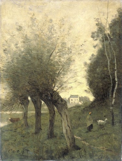 Paisaje con sauces de Pollard de Camille Corot