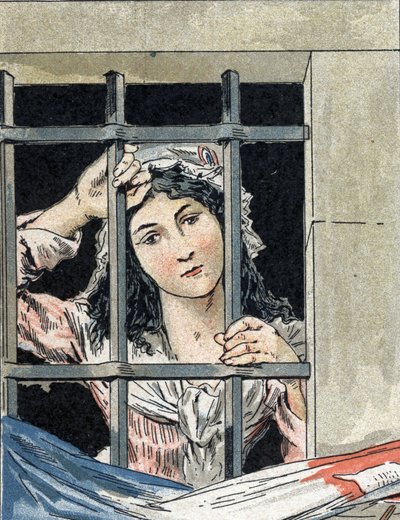 Charlotte Corday (1768-1793), que asesinó a Jean-Paul (Juan Pablo) Marat, en prisión. de Camille Gilbert