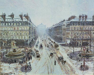 Avenida de la Ópera - Efecto de nieve, 1898 de Camille Jacob Pissarro