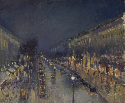 El Boulevard Montmartre de noche. 1897 de Camille Jacob Pissarro