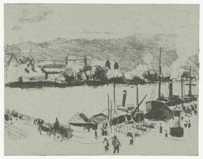 Vista del muelle del Sena en Rouen Quai Boieldieu, en Rouen de Camille Jacob Pissarro