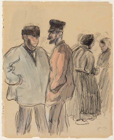 Grupo de personajes en el mercado, Gisors de Camille Jacob Pissarro