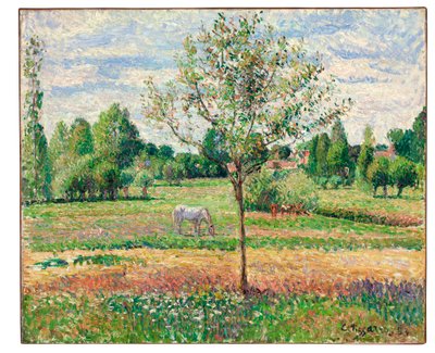 Prado con caballo gris, Eragny, 1893 de Camille Jacob Pissarro