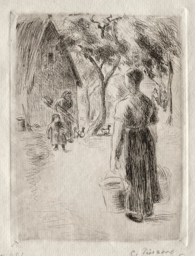 Paysanne portant des seaux, 1889 de Camille Jacob Pissarro