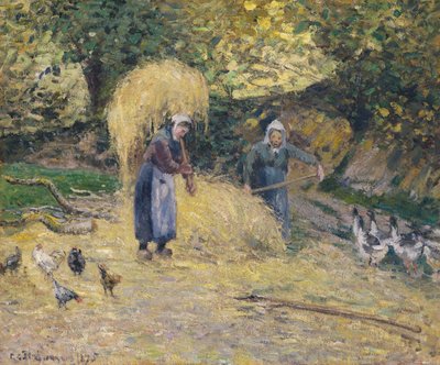 Campesinos levantando paja, Montfoucault, 1875 de Camille Jacob Pissarro