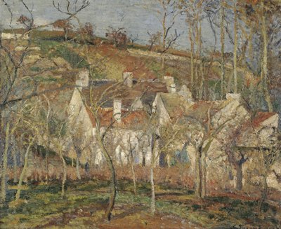 Tejados Rojos, esquina de un pueblo, invierno, 1877 de Camille Jacob Pissarro
