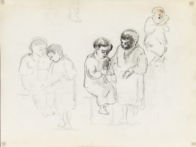 Estudios de dos niños leyendo de Camille Jacob Pissarro