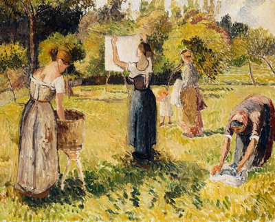 Estudio de lavanderas en Eragny, c.1901 de Camille Jacob Pissarro