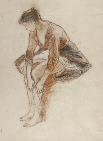 Estudio de una joven bañando sus piernas de Camille Jacob Pissarro
