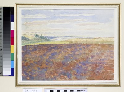 Estudio de un paisaje con un campo arado, Eragny-sur-Epte, c.1887-89 de Camille Jacob Pissarro