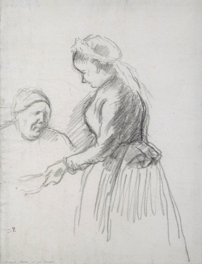 Estudio de la madre del artista con su criada de Camille Jacob Pissarro