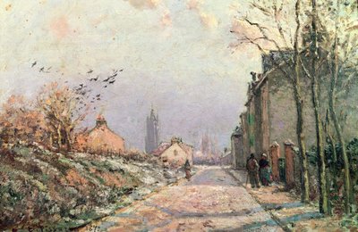 El camino, efecto de invierno, 1872 de Camille Jacob Pissarro