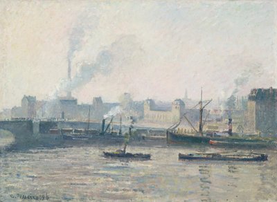 El puente Saint-Sever, Rouen: niebla de Camille Jacob Pissarro
